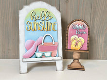 Load image into Gallery viewer, Hello Sunshine Summer Tall Arch Sign Interchangeable File SVG, TINY, INSERT only Flip Flops Glowforge Holiday Tiered LuckyHeartDesignsCo
