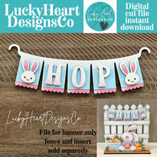 Load image into Gallery viewer, Easter Banner Holiday Door Sign Interchangeable File, SVG, Standing, Bunny, Spring, Seasonal Home Welcome, glowforge
