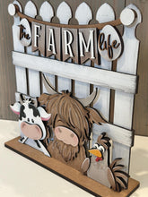 Load image into Gallery viewer, Farm Banner Fence Holiday Door Sign Interchangeable File, SVG, Standing, Egg, Highland Cow, Chicken, Seasonal Home Welcome, glowforge
