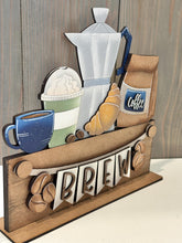Load image into Gallery viewer, Coffee Banner Fence Holiday Door Sign Interchangeable File, SVG, Standing, Bean, Seasonal Home Welcome, glowforge
