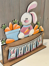 Load image into Gallery viewer, Easter Banner Holiday Door Sign Interchangeable File, SVG, Standing, Bunny, Spring, Seasonal Home Welcome, glowforge
