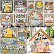 Load image into Gallery viewer, Farm Banner Fence Holiday Door Sign Interchangeable File, SVG, Standing, Egg, Highland Cow, Chicken, Seasonal Home Welcome, glowforge
