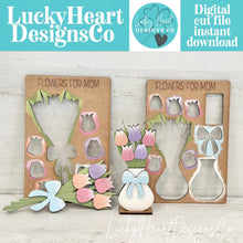 Load image into Gallery viewer, Flowers for Mom Pot Pop Out Craft Kit File SVG, Spring, Mother's Day Grandma, Tulip, Glowforge, LuckyHeartDesignsCo

