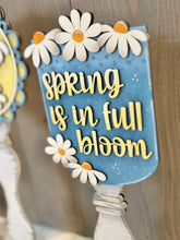 Load image into Gallery viewer, Daisy Spring Pedestal Spindle Slide On Seasonal Set Interchangeable File SVG, Flower, Floral Home Sign, Decor Glowforge, LuckyHeartDesignsCo
