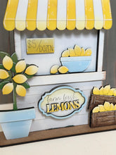 Load image into Gallery viewer, Lemon Interchangeable Market Stand File SVG, Fruit, Lemonade, Tiered Tray, Standing Sign, Summer Glowforge, LuckyHeartDesignsCo
