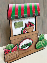Load image into Gallery viewer, Watermelon Interchangeable Market Stand File SVG, Fruit, Spring Farm Fresh Tiered Tray, Standing Sign, Summer Glowforge, LuckyHeartDesignsCo
