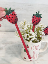 Load image into Gallery viewer, Strawberry Mug Stick File SVG, Glowforge Tiered Tray, Tray Decor, Fruit, Spring, Summer Plant Topper, Gift, LuckyHeartDesignsCo
