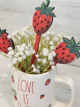 Load image into Gallery viewer, Strawberry Mug Stick File SVG, Glowforge Tiered Tray, Tray Decor, Fruit, Spring, Summer Plant Topper, Gift, LuckyHeartDesignsCo
