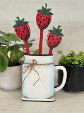Load image into Gallery viewer, Mason Jar Mug Stick File SVG, Glowforge Tiered Tray Decor, Spring, Summer Plant Stake, Christmas, Flower, Gift, LuckyHeartDesignsCo
