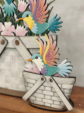 Load image into Gallery viewer, Hummingbird Flower Basket Interchangeable File SVG, Floral, Dragonfly, Butterfly Floral, Daisy, Tiered Tray, Glowforge, LuckyHeartDesignsCO
