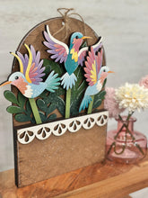 Load image into Gallery viewer, Hummingbird Mug Stick File SVG, Glowforge Tiered Tray, Tray Decor, Butterfly, Spring, Summer, Plant Topper, Gift, LuckyHeartDesignsCo
