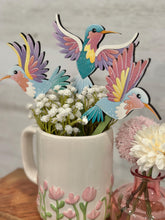 Load image into Gallery viewer, Hummingbird Mug Stick File SVG, Glowforge Tiered Tray, Tray Decor, Butterfly, Spring, Summer, Plant Topper, Gift, LuckyHeartDesignsCo
