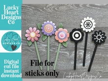 Load image into Gallery viewer, Groovy Flower Mug Stick File SVG, Glowforge Tiered Tray, Tray Decor, Flower, Floral, Plant Topper, Spring, Stake, Gift, LuckyHeartDesignsCo
