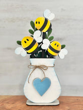 Load image into Gallery viewer, Bee Mug Stick File SVG, Glowforge Tiered Tray, Tray Decor, Bumble, Honey, Floral, Plant Topper, Spring, Stake, Gift, LuckyHeartDesignsCo
