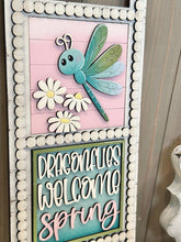 Load image into Gallery viewer, Dragonfly Interchangeable Leaning Sign File SVG, Tiered Tray, Glowforge, Dragonflies, Butterfly, Spring, Summer, LuckyHeartDesignsCo
