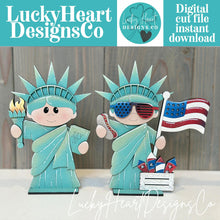 Load image into Gallery viewer, Statue of Liberty Standing File SVG, America USA Fourth of July, Flag, Lady Liberty, Fireworks Holiday Decor, Glowforge, LuckyHeartDesignsCo
