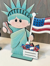 Load image into Gallery viewer, Statue of Liberty Standing File SVG, America USA Fourth of July, Flag, Lady Liberty, Fireworks Holiday Decor, Glowforge, LuckyHeartDesignsCo
