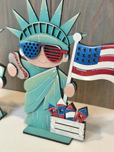 Load image into Gallery viewer, Statue of Liberty Standing File SVG, America USA Fourth of July, Flag, Lady Liberty, Fireworks Holiday Decor, Glowforge, LuckyHeartDesignsCo
