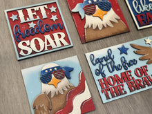 Load image into Gallery viewer, Bald Eagle America Interchangeable Leaning Sign File SVG, Fourth of July, Fireworks, USA Glowforge Tiered Tray LuckyHeartDesignsCo
