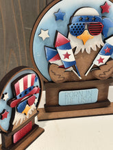 Load image into Gallery viewer, Bald Eagle America Snow Globe Interchangeable File SVG, TINY Glowforge, Summer, Fireworks, USA, Tiered Tray LuckyHeartDesignsCo
