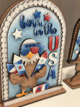 Load image into Gallery viewer, Bald Eagle America Tall Arch Sign Interchangeable File SVG, TINY, insert only, USA, Fireworks, Glowforge Holiday Tiered LuckyHeartDesignsCo
