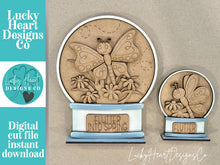 Load image into Gallery viewer, Butterfly Snow Globe Interchangeable File SVG, TINY, Glowforge, Butterflies, Daisies Flower, Daisy, Tiered Tray LuckyHeartDesignsCo
