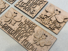 Load image into Gallery viewer, Butterfly Spring Interchangeable Leaning Sign File SVG, Tiered Tray, Glowforge, Daisy, Flower, Floral, Butterflies, LuckyHeartDesignsCo
