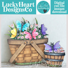 Load image into Gallery viewer, Butterfly Spring For The Flower Basket Interchangeable File SVG, TINY Butterflies Floral Flowers Tiered Tray Glowforge LuckyHeartDesignsCo
