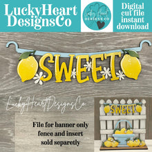 Load image into Gallery viewer, Lemon Banner Holiday Door Sign Interchangeable File, SVG, Fence, Flower, Fruit, Lemons, Sweet Lemonade Seasonal, Holiday, Welcome, glowforge
