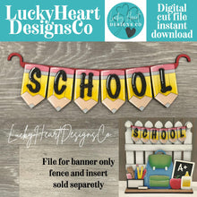 Load image into Gallery viewer, School Banner Holiday Door Sign Interchangeable File, SVG, Teacher, Pencil, Classroom, Seasonal, Holiday, Welcome, glowforge
