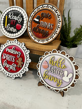 Load image into Gallery viewer, Monthly Round Interchangeable Leaning Sign File SVG, Ladder, Holiday, Christmas, Spring Summer Halloween Fall Glowforge, LuckyHeartDesignsCo
