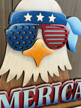 Load image into Gallery viewer, Bald Eagle America Shelf Sitter Sign File SVG, Fourth of July, Fireworks Biker Flag USA Americana Tiered Tray Glowforge, LuckyHeartDesignsCo
