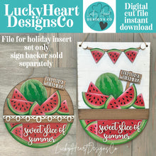 Load image into Gallery viewer, Watermelon Holiday Door Sign Interchangeable File, SVG, Spring, Summer, Fruit, Basket, Farm Fresh, Seasonal Home Welcome, glowforge
