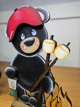 Load image into Gallery viewer, Bear Camping Standing Sign File SVG, Glowforge, Summer, S'mores, Campfire, Fishing, Woodland, Tiered Tray LuckyHeartDesignsCo
