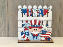 Load image into Gallery viewer, Uncle Sam America Holiday Door Sign Interchangeable File, SVG, Flag, USA, Summer, Fireworks Fourth of July Seasonal Home Welcome, glowforge
