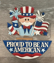 Load image into Gallery viewer, Uncle Sam America Holiday Door Sign Interchangeable File, SVG, Flag, USA, Summer, Fireworks Fourth of July Seasonal Home Welcome, glowforge
