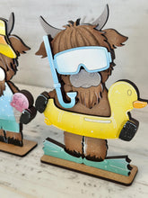 Load image into Gallery viewer, Summer Highland Fun Standing File SVG, Glowforge, Swim, Pool, Beach, Cow, Farm, Ice cream, Cow, Farm, Beach, Tiered Tray LuckyHeartDesignsCo
