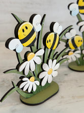 Load image into Gallery viewer, Bee Daisy Standing Sign File SVG, Glowforge, Flower, Floral, Bumble, Honey, Daisies, Spring, Summer Tiered Tray LuckyHeartDesignsCo
