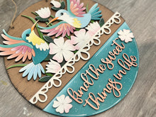 Load image into Gallery viewer, Hummingbird Holiday Door Sign Interchangeable File, SVG Bird, Butterfly, Spring Summer Floral Tulip Daisy Seasonal, Home, Welcome, glowforge
