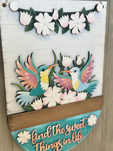 Load image into Gallery viewer, Hummingbird Holiday Door Sign Interchangeable File, SVG Bird, Butterfly, Spring Summer Floral Tulip Daisy Seasonal, Home, Welcome, glowforge
