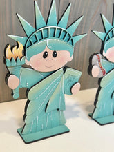 Load image into Gallery viewer, Statue of Liberty Standing File SVG, America USA Fourth of July, Flag, Lady Liberty, Fireworks Holiday Decor, Glowforge, LuckyHeartDesignsCo
