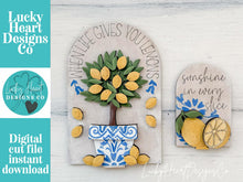 Load image into Gallery viewer, Lemon Tall Arch Sign Interchangeable File SVG, TINY, INSERT only Fruit, Lemonade, Summer Glowforge Spring Tiered Tray LuckyHeartDesignsCo

