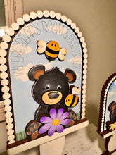 Load image into Gallery viewer, Bear Bee Daisy Tall Arch Sign Interchangeable File SVG, TINY, INSERT only Daisies, Bumble, Glowforge Spring Tiered Tray LuckyHeartDesignsCo
