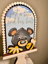Load image into Gallery viewer, Bear Bee Daisy Tall Arch Sign Interchangeable File SVG, TINY, INSERT only Daisies, Bumble, Glowforge Spring Tiered Tray LuckyHeartDesignsCo
