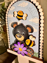 Load image into Gallery viewer, Bear Bee Daisy Tall Arch Sign Interchangeable File SVG, TINY, INSERT only Daisies, Bumble, Glowforge Spring Tiered Tray LuckyHeartDesignsCo
