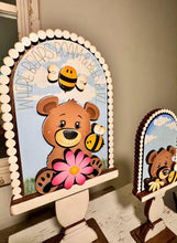 Load image into Gallery viewer, Bear Bee Daisy Tall Arch Sign Interchangeable File SVG, TINY, INSERT only Daisies, Bumble, Glowforge Spring Tiered Tray LuckyHeartDesignsCo
