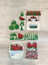 Load image into Gallery viewer, Watermelon Wall Collage Shelf Holder Interchangeable Sign File, Glowforge, Spring, Summer, Fruit, Standing, LuckyHeartDesignsCo
