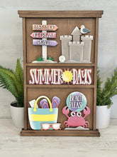 Load image into Gallery viewer, Beach Wall Collage Shelf Holder Interchangeable Sign File, Glowforge, Crab, Summer, Sand Castle, Flip Flops, Standing, LuckyHeartDesignsCo
