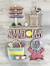 Load image into Gallery viewer, Beach Wall Collage Shelf Holder Interchangeable Sign File, Glowforge, Crab, Summer, Sand Castle, Flip Flops, Standing, LuckyHeartDesignsCo
