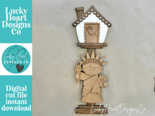 Load image into Gallery viewer, Statue of Liberty Birdhouse Interchangeable File SVG, Glowforge, America Lady Fireworks, USA, Patriotic, Fourth of July, LuckyHeartDesignsCo
